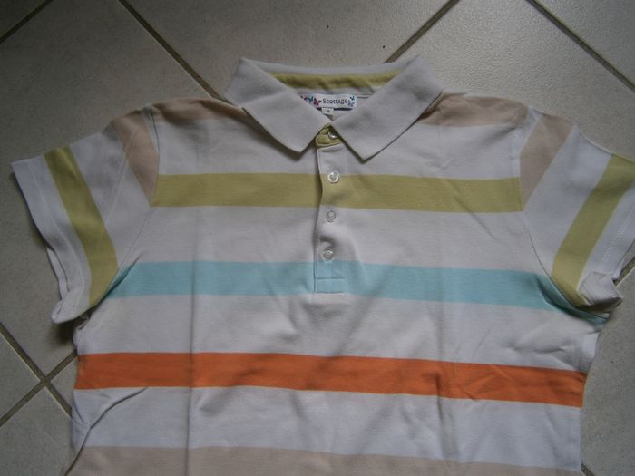 Polo MC blanc rayé SCOTTAGE Taille 42 - photo numéro 2