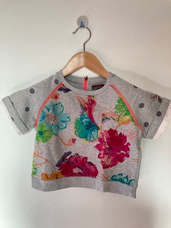 Sweat gris et fleurs Catimini 3 ans