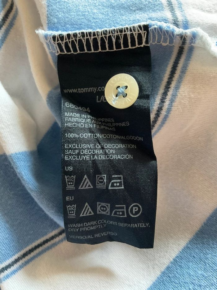 Polo bleu ciel et blanc pour homme Tommy Hilfiger taille L 029 - photo numéro 9