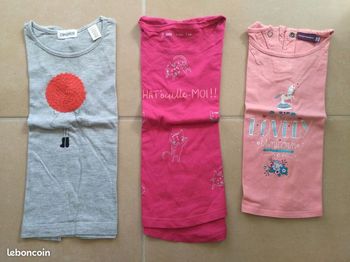 Lot 3 t-shirts MC fille 4 ans TBE