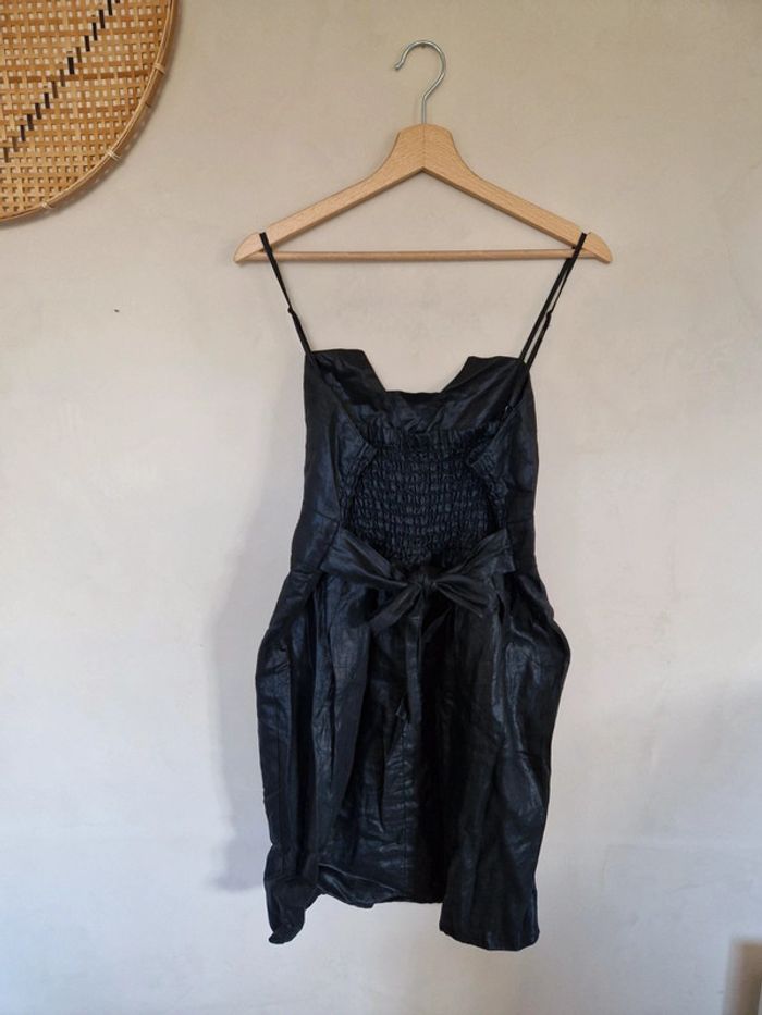 Robe noire en lin effet brillant - photo numéro 2
