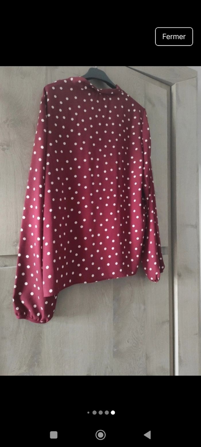 Blouse imprimée bordeau imprimée pois - photo numéro 6