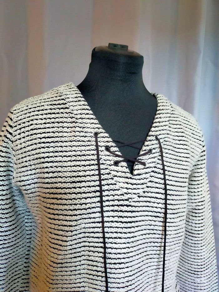 Haut rayé à lacets Naf Naf – Taille M – Femme - photo numéro 2