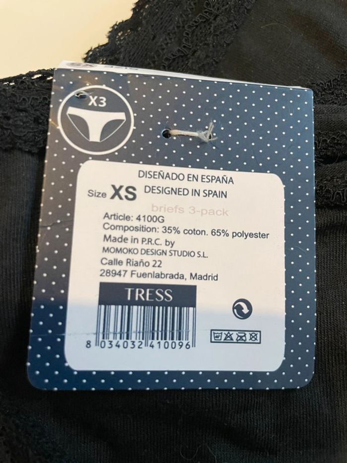 2 lots de 3 culottes neuves tress taille XS - photo numéro 4