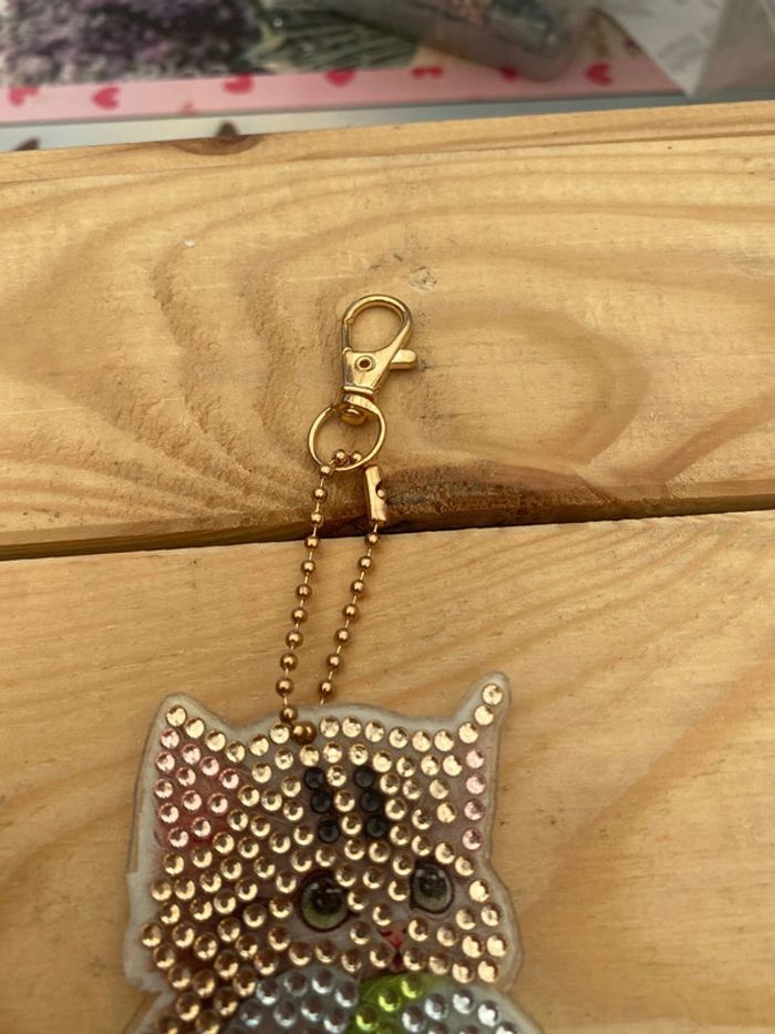 Porte clé recto/verso chat 🐱 en Diamond painting - photo numéro 2