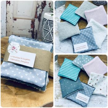 Lot de 6 lingettes lavable en éponge coton