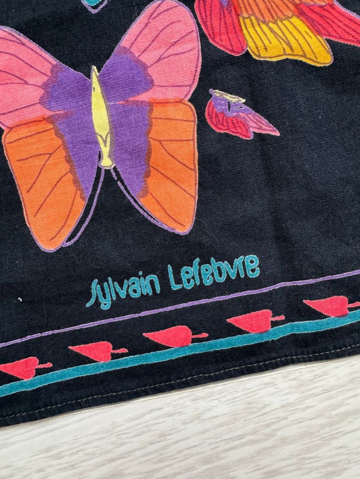 Foulard carré Sylvain Lefebvre noir et papillons multicolores - photo numéro 2