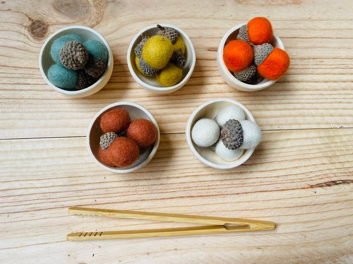 🌰 Jeu de tri couleur et sensoriel – Noisettes en feutrine méthode Montessori - photo numéro 6
