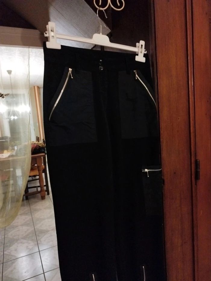Pantalon droit noir patchwork vintage S/36 y2k - photo numéro 2