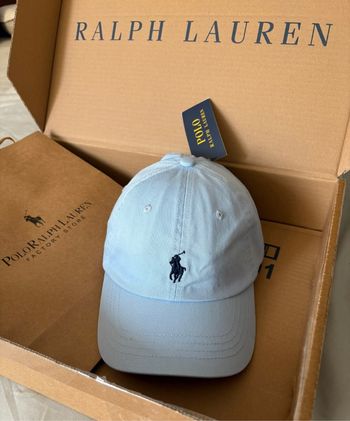 Casquette Ralph Lauren bleu claire logo bleu Marine