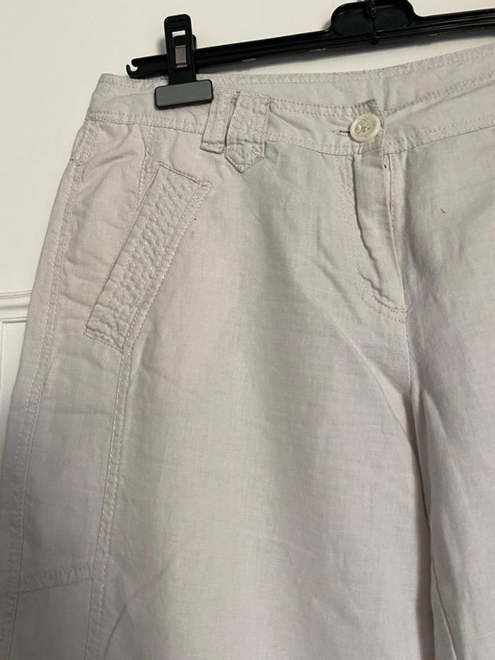 Pantalon crème lin et coton Camaïeu taille 40 - photo numéro 2