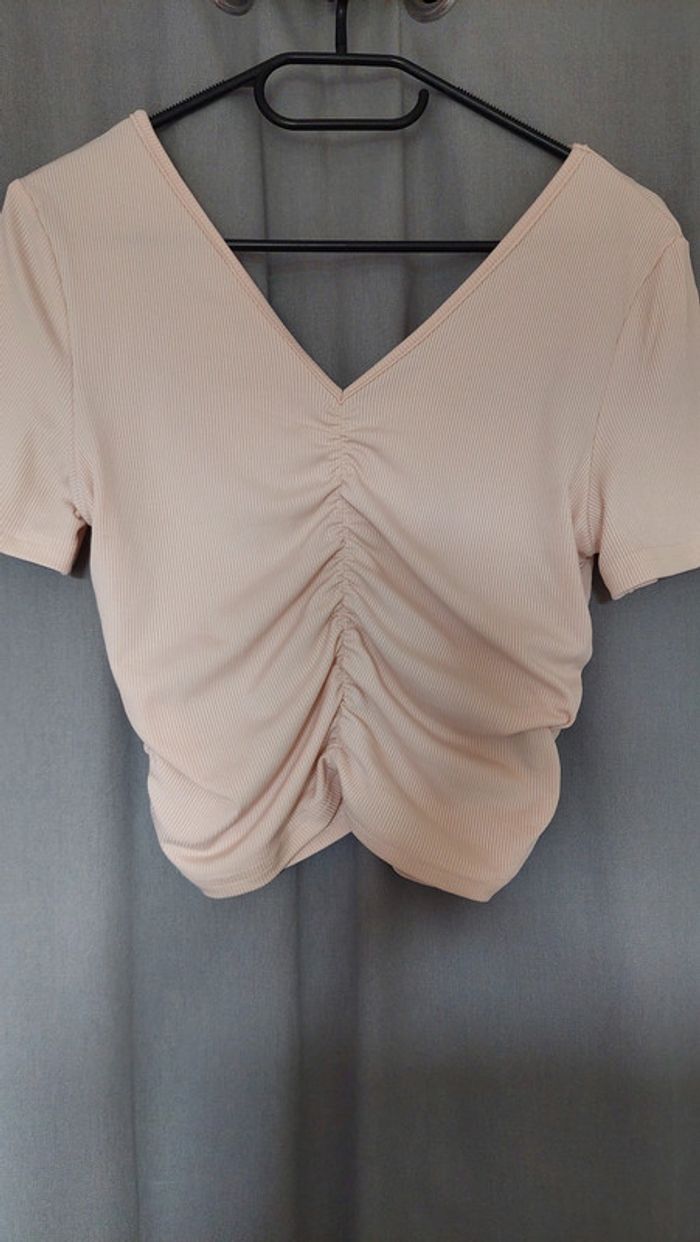Crop Top Froncé Beige – Taille M - shein - photo numéro 7