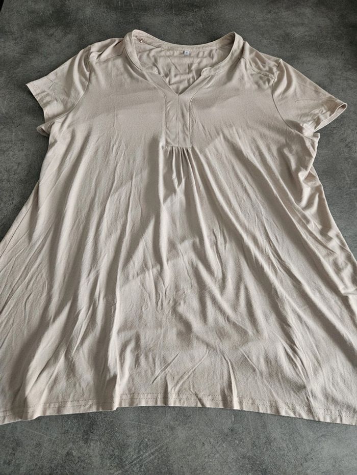 Mini robe tunique coupe évasée femme - Taille 6 (46 / XXXL) - Ecru - photo numéro 5