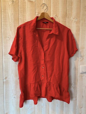 Blouse volantée rouge corail Kiabi neuve 42/44