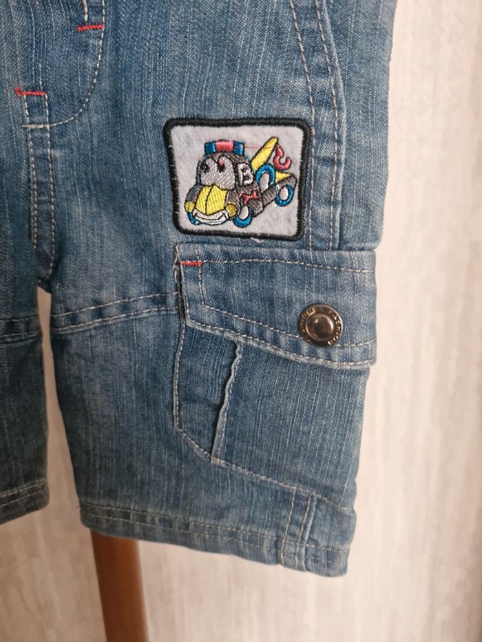 Short bébé garçon 3/6 mois Sans Marque bleu patch camion brodé coton - photo numéro 6