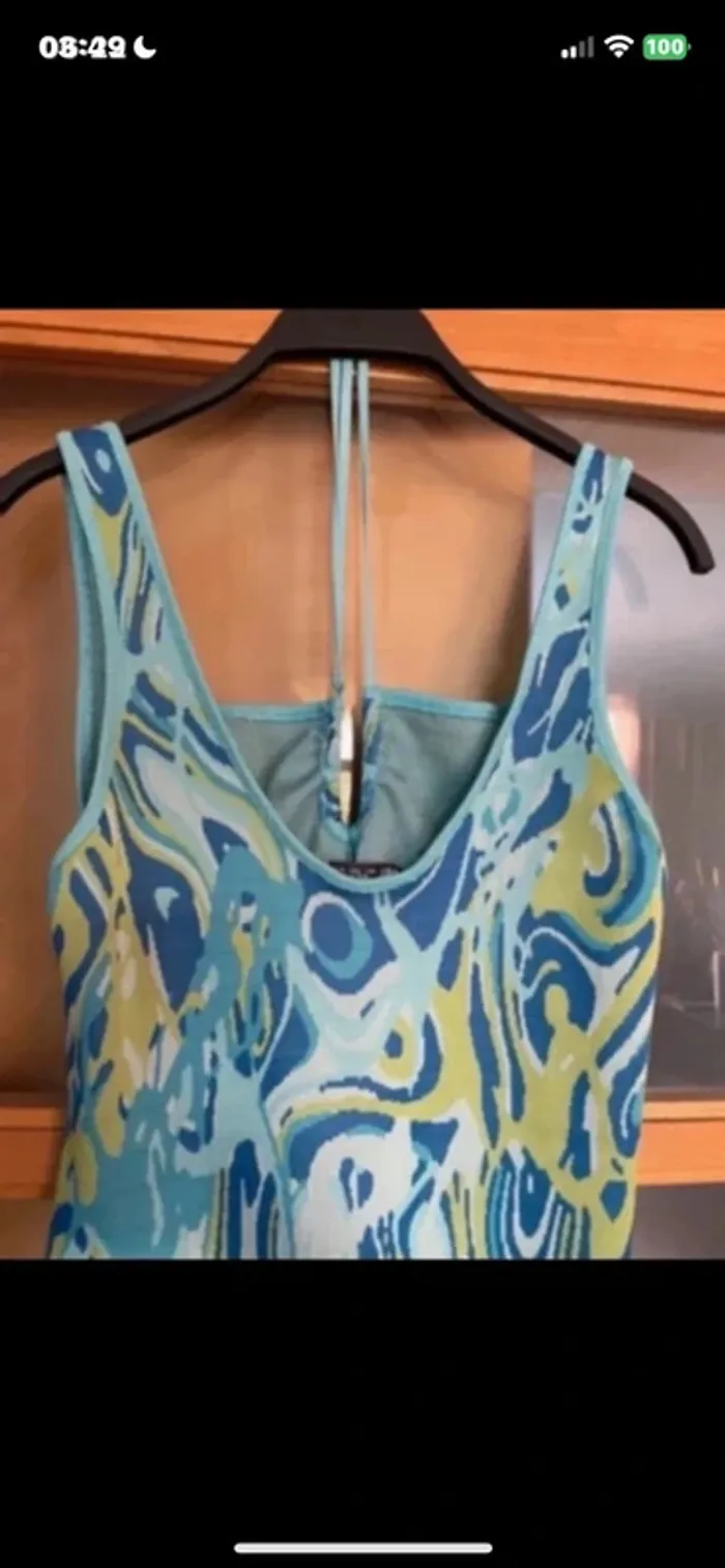 Très belle robe extensible Zara, bleu, taille L. Coupe crayon. - photo numéro 4