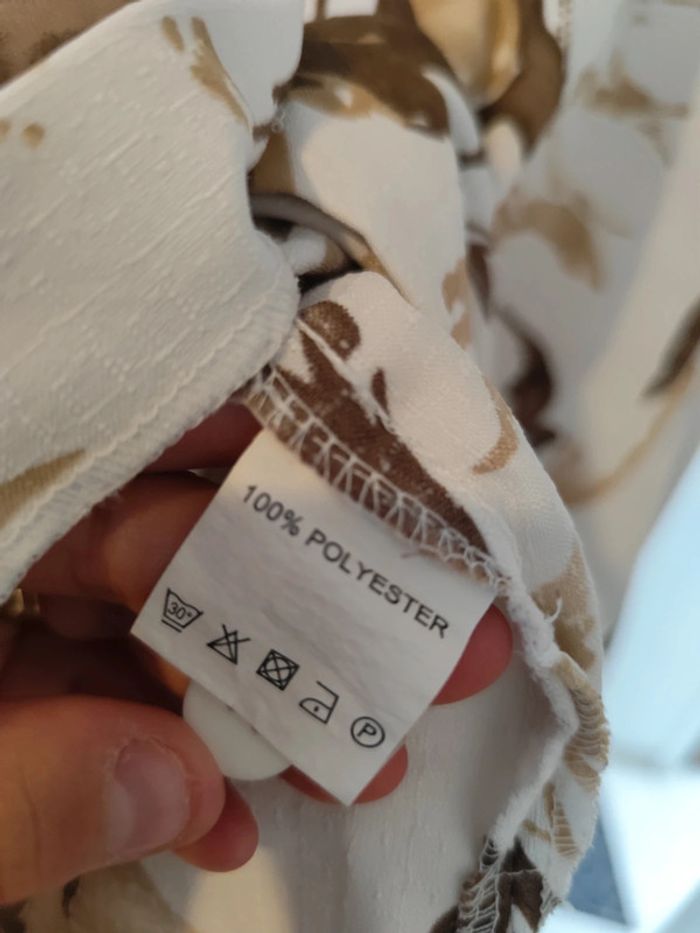 Chemise fluide blanche/beige/marron taille 52 Afibel - photo numéro 8