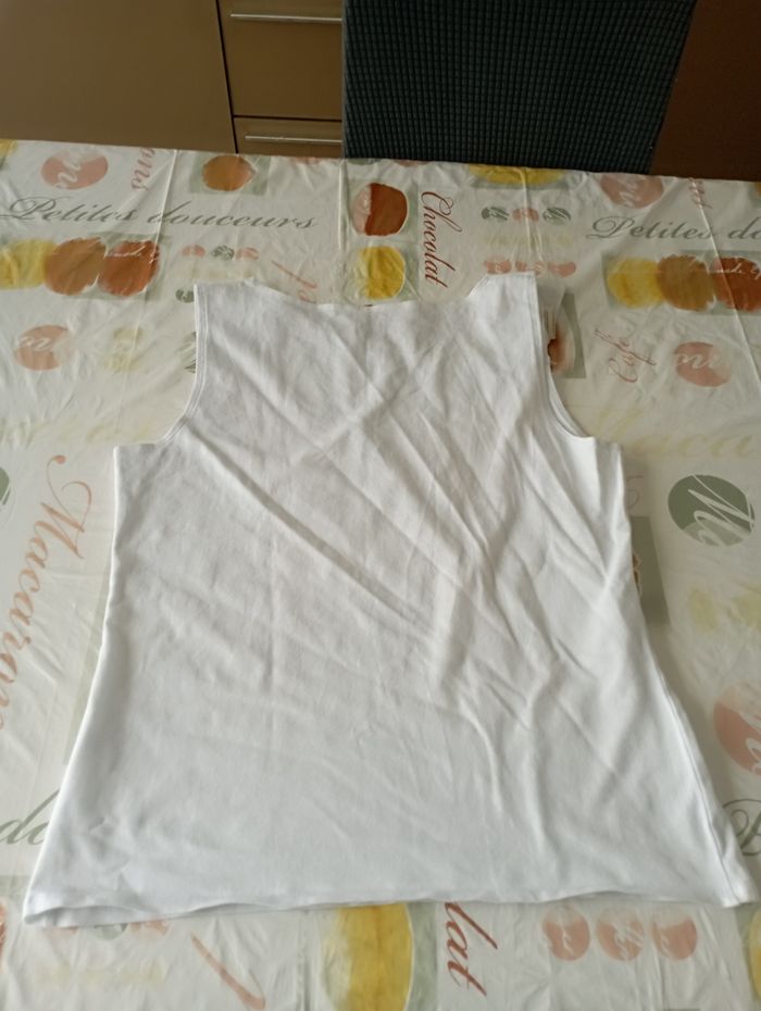 Débardeur blanc papillon orange Chose Promise taille XL neuf 3€ - photo numéro 3