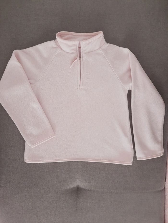 Veste polaire Decathlon 5 ans rose clair avec col montant zippé