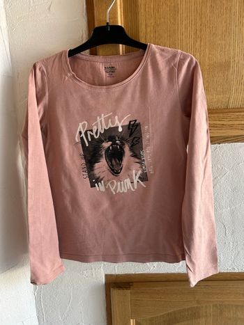T-shirt manches longues rose Kiabi - taille 10 ans