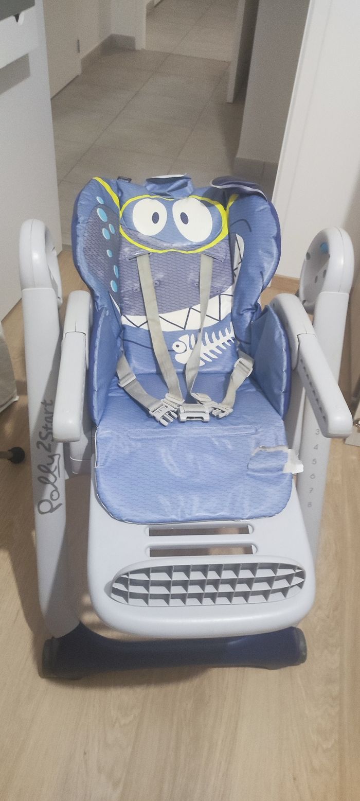 Chaise haute transat évolutif Chicco Polly 2 Start Shark