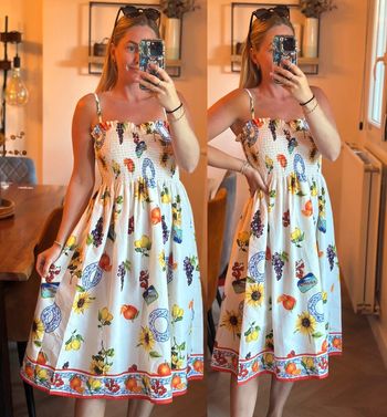 Robe d’été mi-longue imprimé fruits colorés – Made in Italy – Taille S