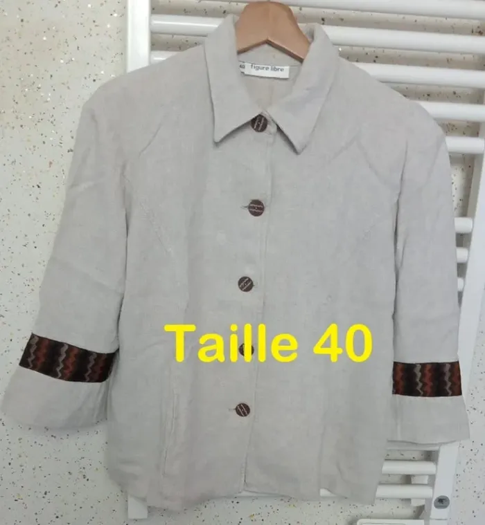 Veste beige 38 % Lin Figure Libre Taille 40