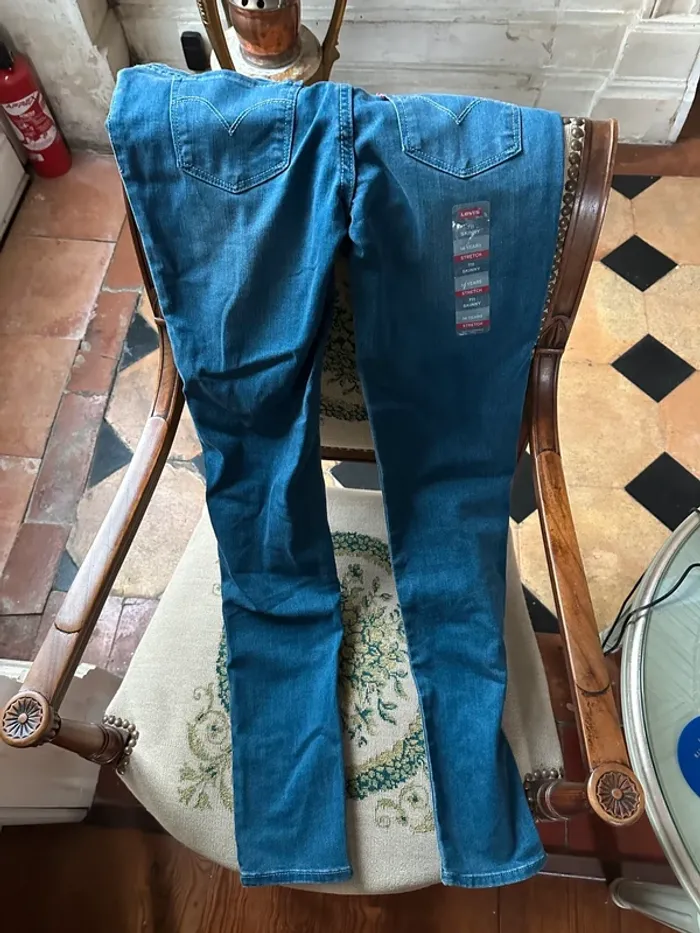 Pantalon Jean Lévis Levi Strauss Levi’s fille 14 ans 158cm Skinny Blue Winds ajustable - photo numéro 7