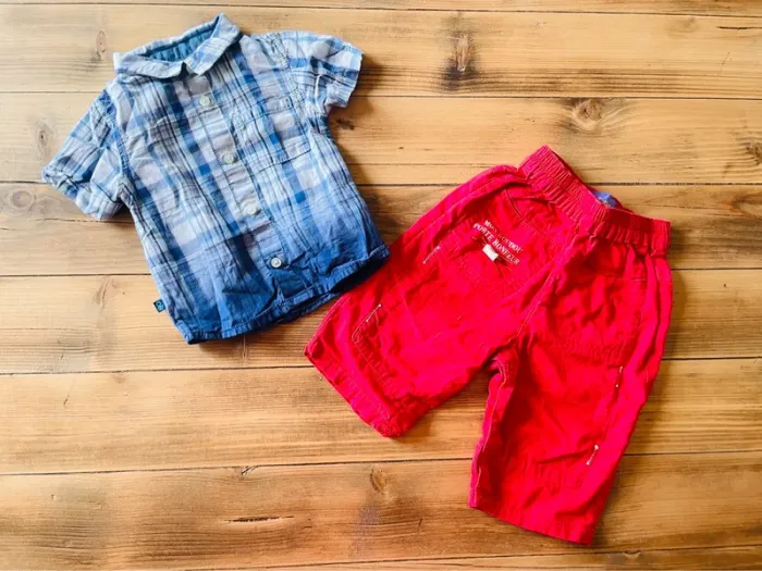 Ensemble chemisette et pantalon rouge 1 mois