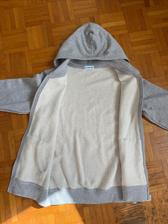 Sweat à capuche gris en coton moumoute à l’intérieur - photo numéro 3