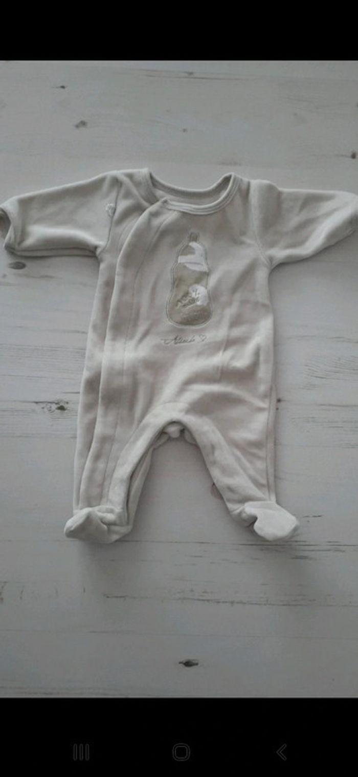 Pyjama fille naissance Absorba velour écru