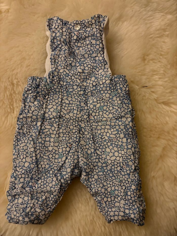 Jacadi Barboteuse molletonnée – 1 mois (54 cm) – Motif fleuri bleu - photo numéro 3