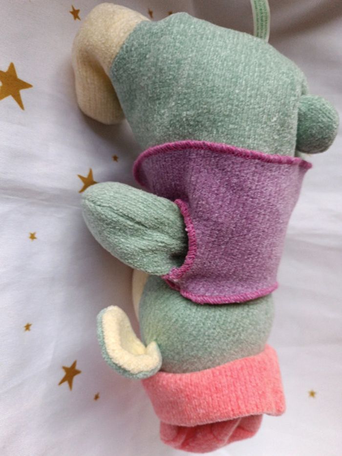 Peluche plush Teddy doudou sample bille bonnet chapeau cap gilet vert green mouton animal sheep - photo numéro 13