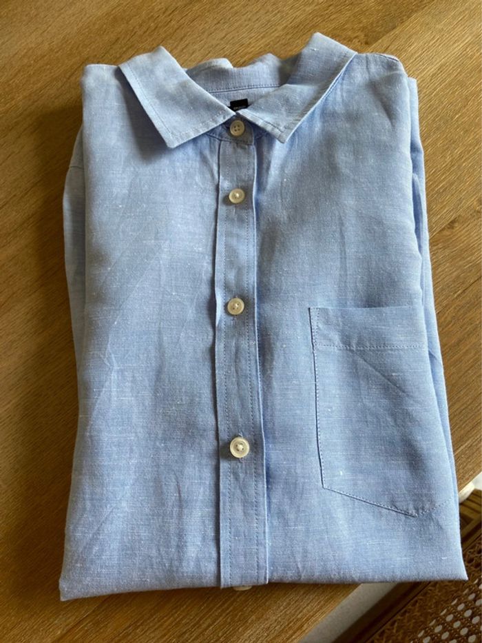 Chemisier lin et coton bleu clair Banana Republic taille M - photo numéro 19