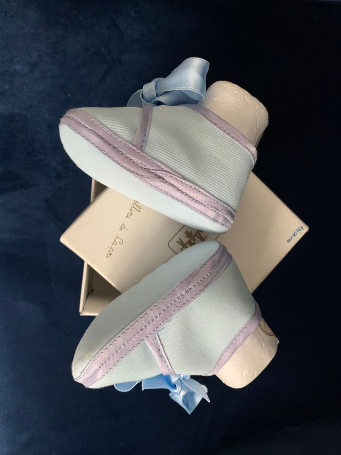 Chaussures bébé nouveau né 100% coton finitions à la main - photo numéro 5