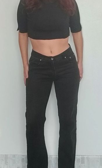 Pantalon jean noir droit long taille 40