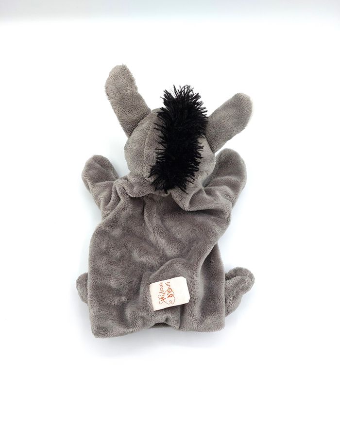 Peluche doudou marionnette âne gris blanc noir HISTOIRE D’OURS brodé marron - photo numéro 2