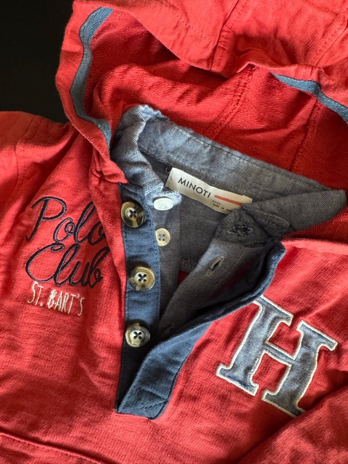 Sweat 24m effet chemise dessous Minoti neuf rouge - photo numéro 2