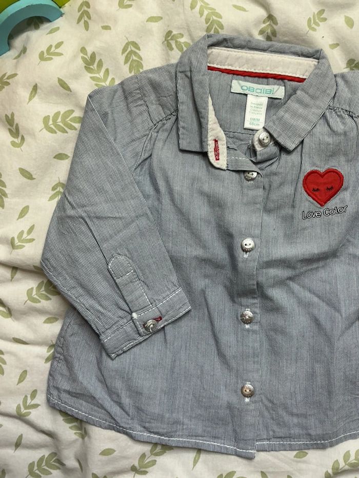 chemise manches longues rayé bleu et blanc 6 mois obaibi - photo numéro 7