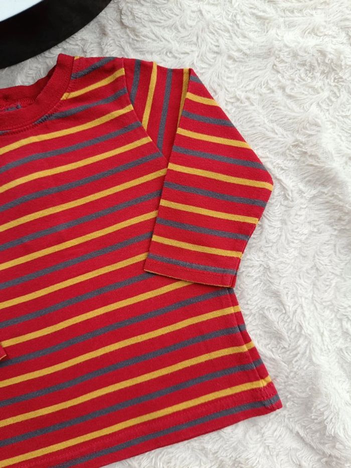 Tee shirt chemise manches longues à rayures Garçon 6 mois - photo numéro 4
