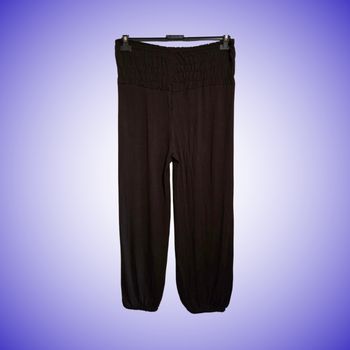 Pantalon Sarouel Marron Fluide Taille Smockée Bas Resserré Viscose Très Bon État