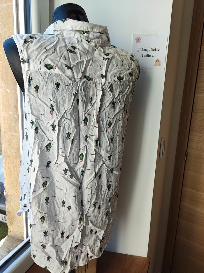 23 – Chemise sans manches imprimé cactus – Fraîche & funky 🌵 - photo numéro 3