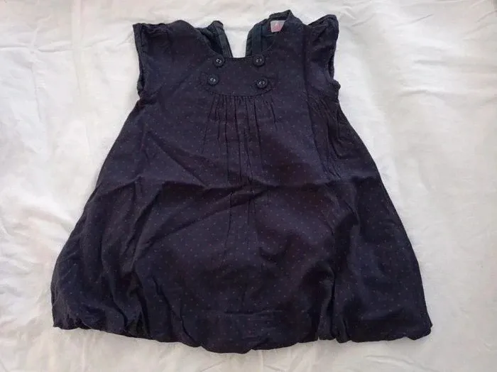 Robe bleue marine pois roses Lisa Rose 3 ans