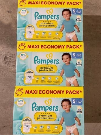 75€ les 240 couches Pampers Premium Protection T5 (11 - 16 kg)