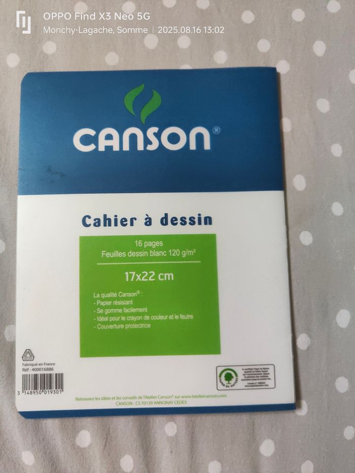 Cahier à dessin canson 120g/M2 16 pages 17x22cm - photo numéro 2