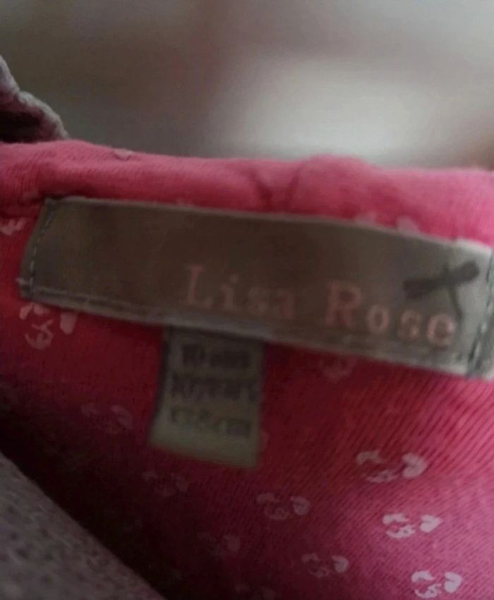 gilet pull gris boutons en bois Lisa rose 10ans - photo numéro 2