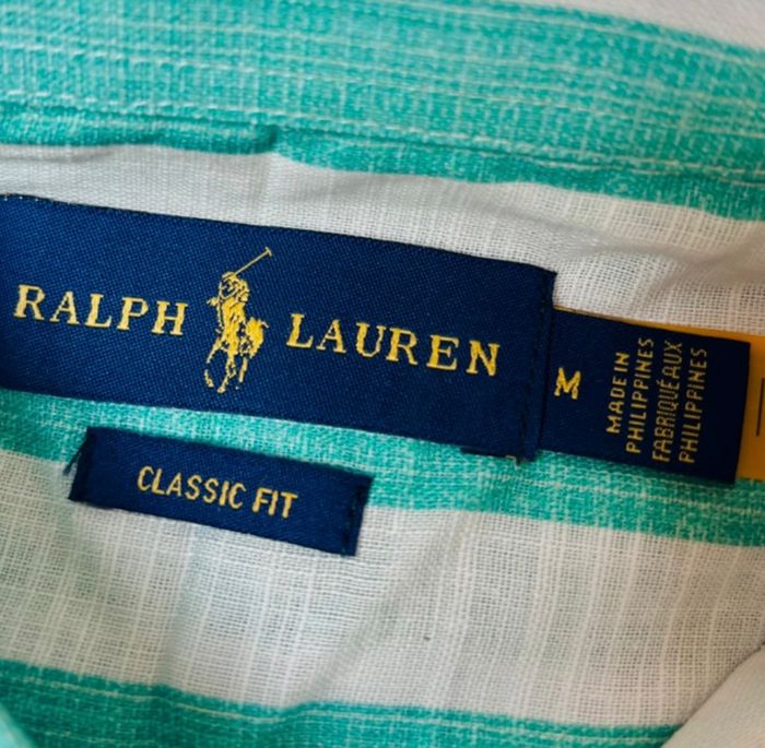Chemise Ralph Lauren Lin avec bande vertes - photo numéro 4