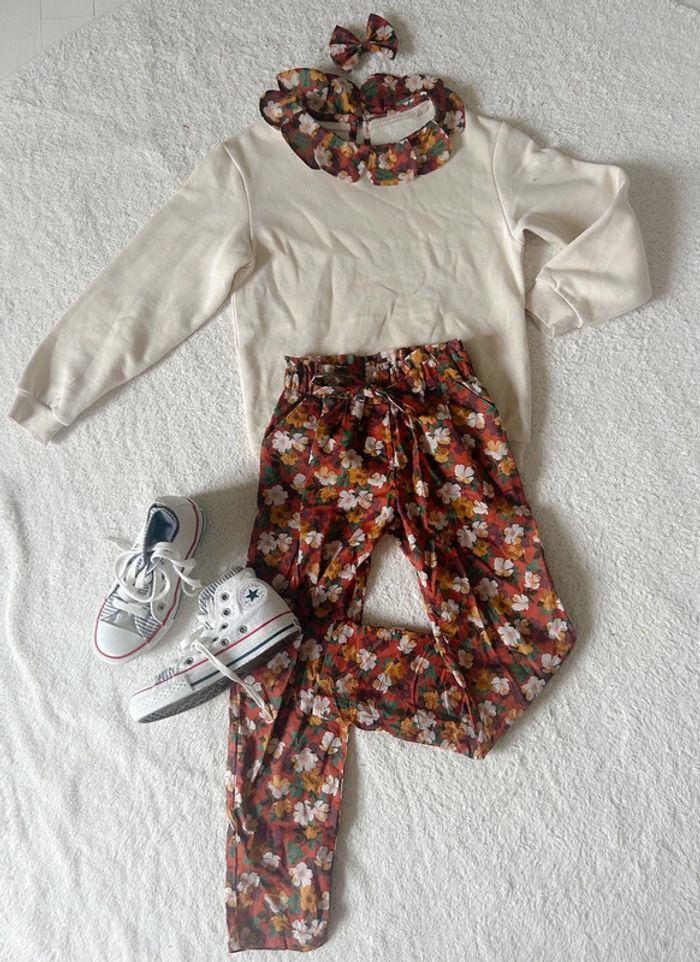 Ensemble créatrice sweat pantalon et noeud liberty 7 ans