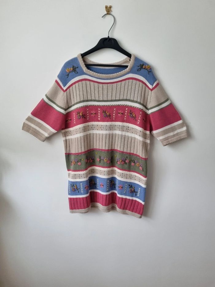 Top en coton brodé coloré vintage - photo numéro 4