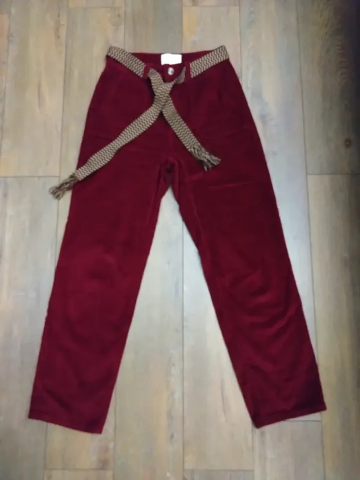 Pantalon La Petite Étoile T36 – velours côtelé bordeaux coton - photo numéro 2